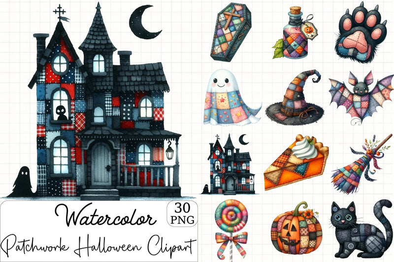 Patchwork Halloween Clipart Bundle - CraftNest - Digital Crafting and Art