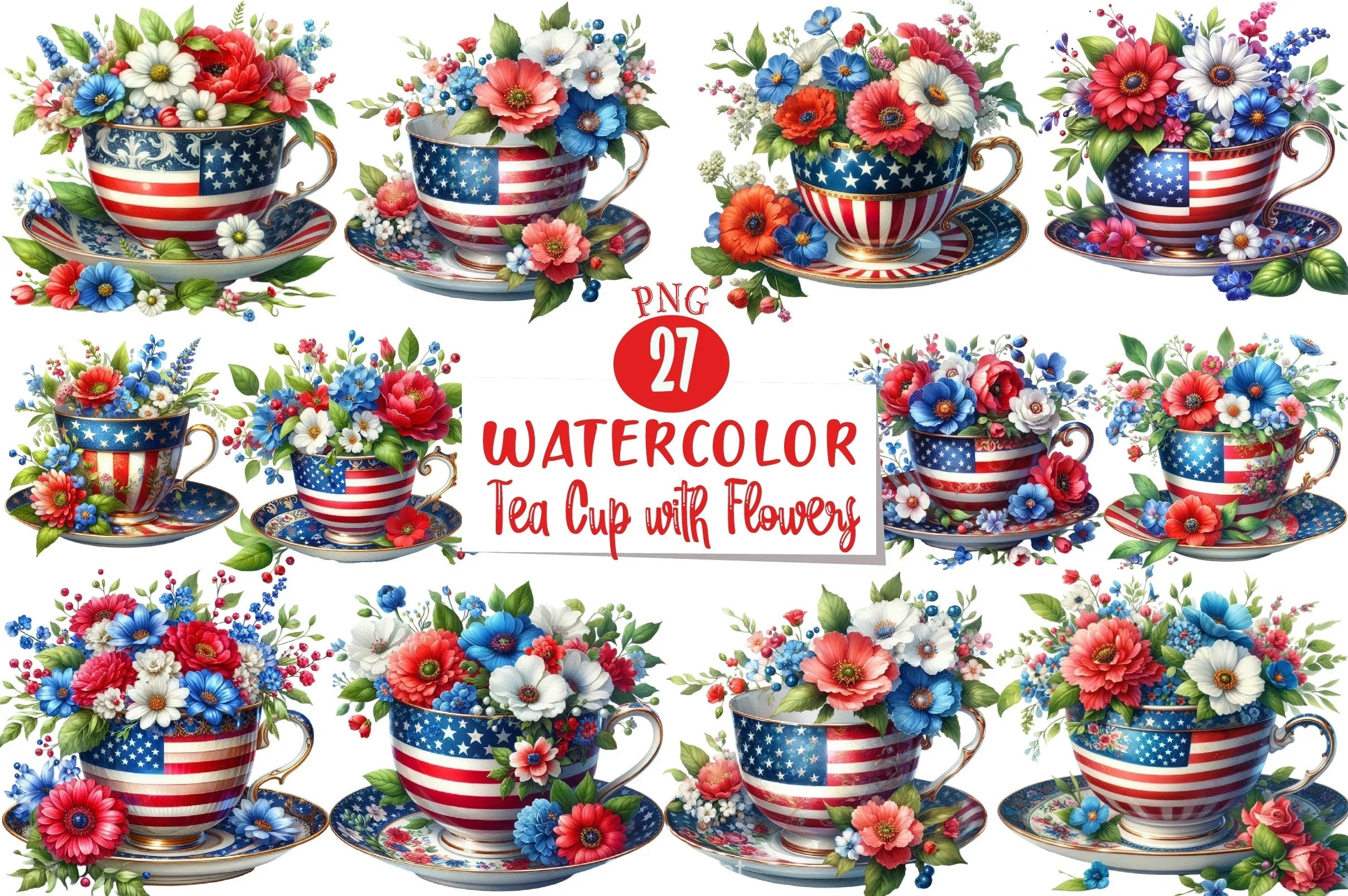 American Tea Cup Clipart Bundle - CraftNest - Digital Crafting and Art
