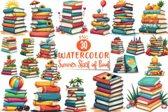 Summer Book Stack Clipart Bundle - CraftNest - Digital Crafting and Art