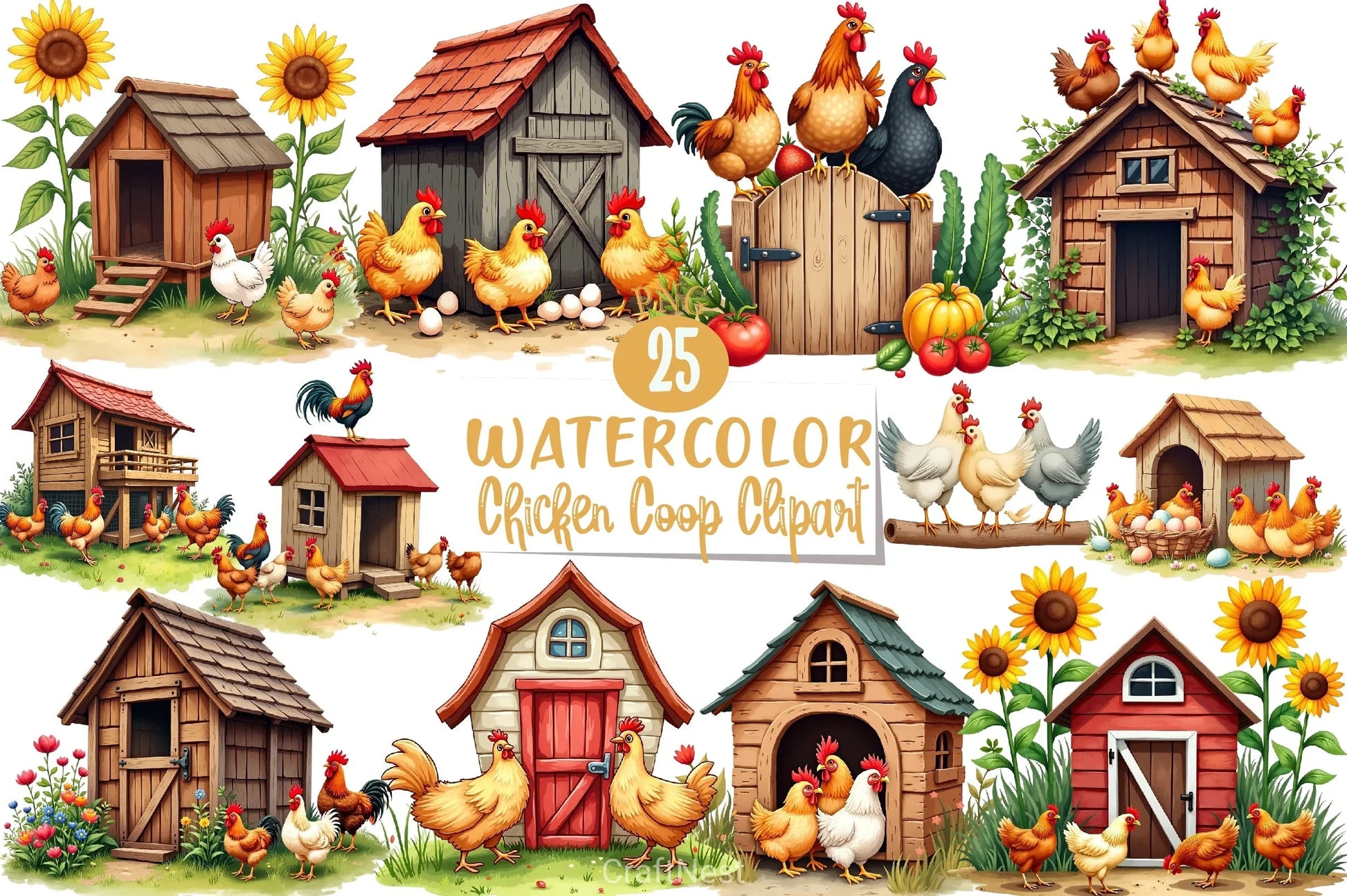 Chicken Coop Clipart Bundle 2 - CraftNest - Digital Crafting and Art