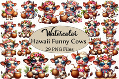 Hawaii Funny Cows Clipart Bundle - CraftNest - Digital Crafting and Art