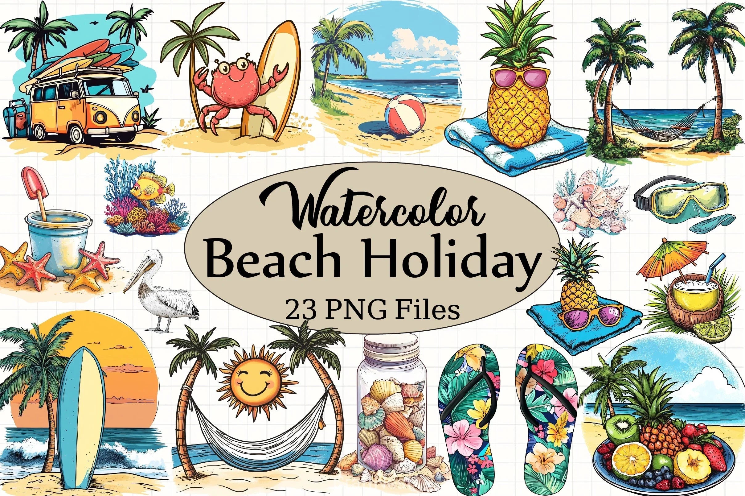 Beach Holiday Clipart Bundle - CraftNest - Digital Crafting and Art