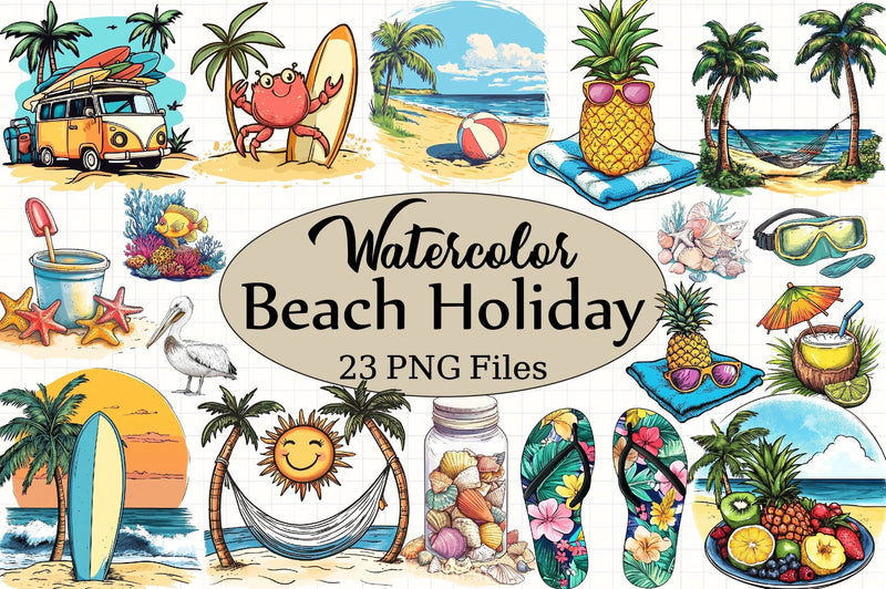 Beach Holiday Clipart Bundle - CraftNest - Digital Crafting and Art