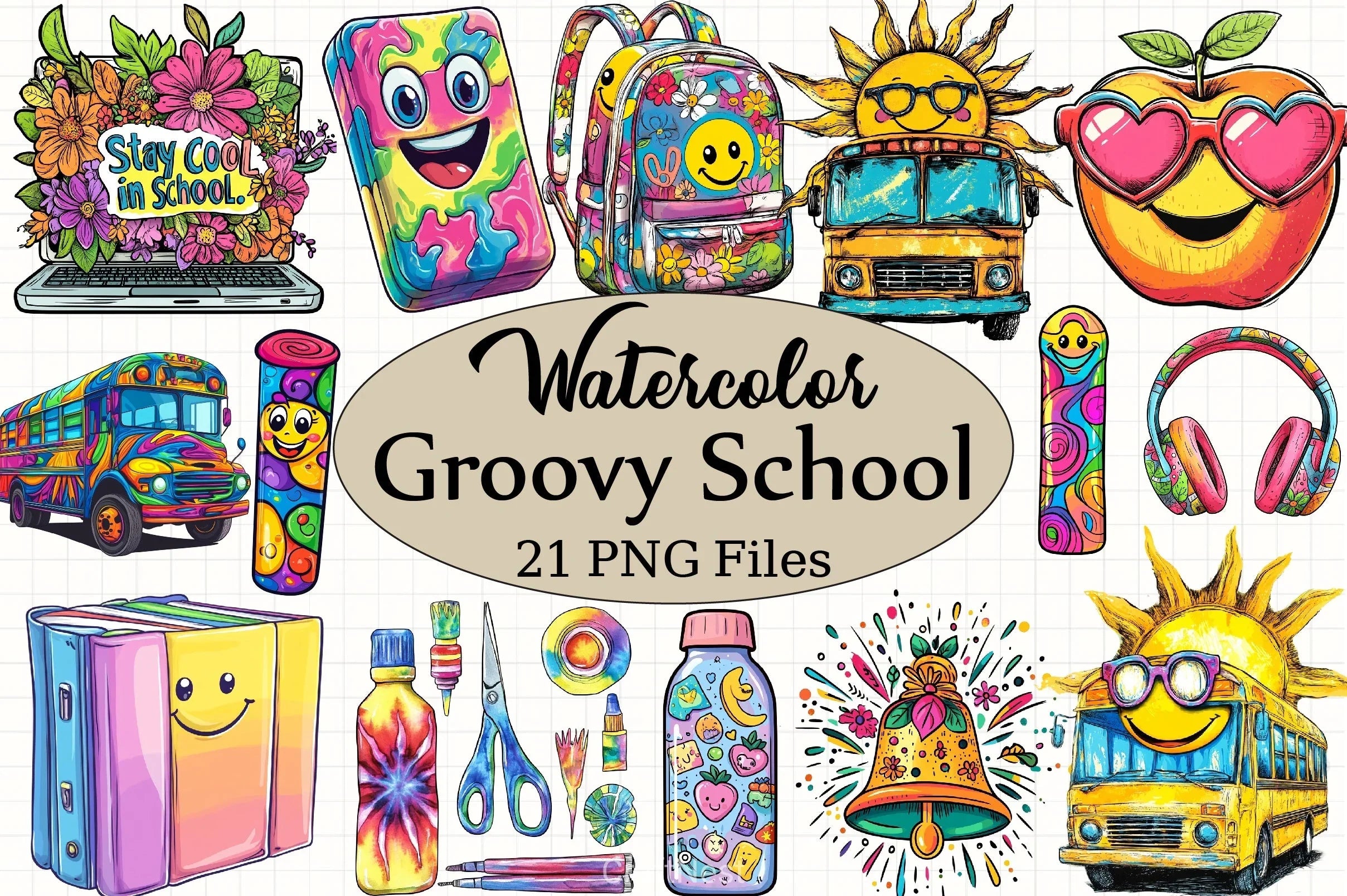 Groovy School Clipart Bundle 5 - CraftNest - Digital Crafting and Art