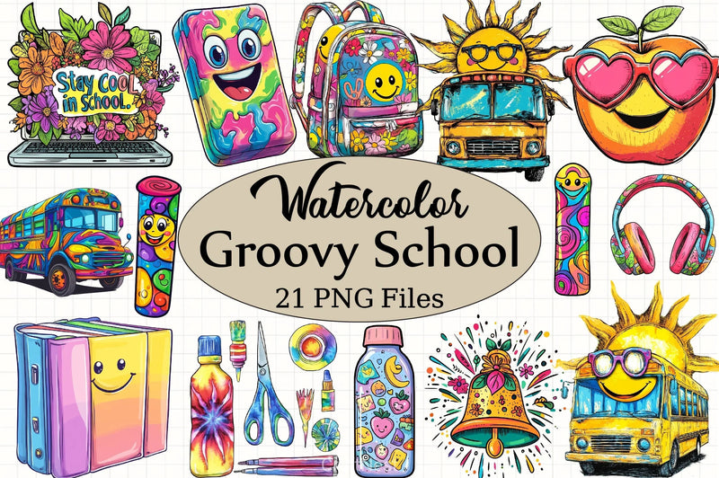 Groovy School Clipart Bundle 5 - CraftNest - Digital Crafting and Art