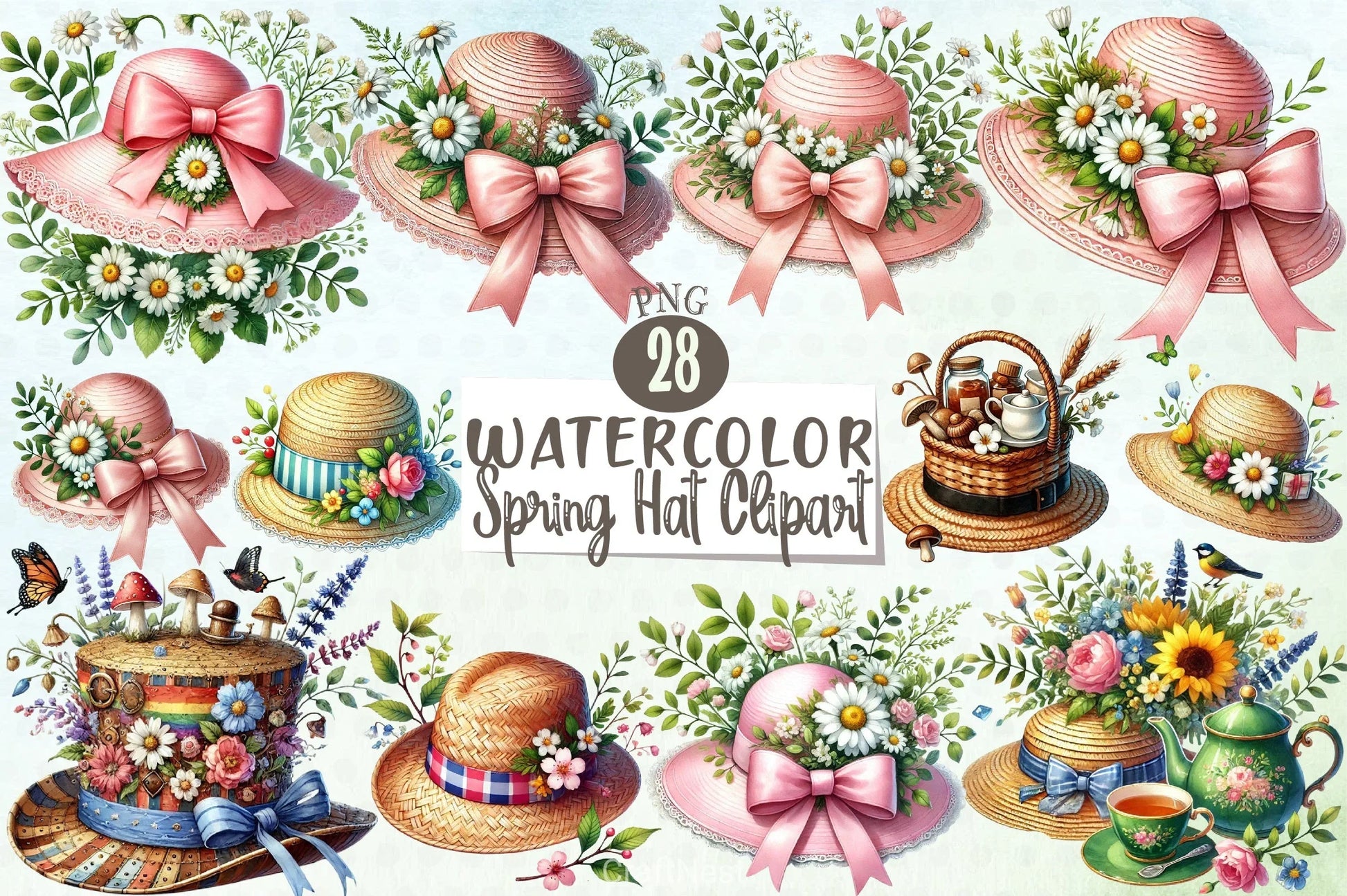 Spring Hat Clipart Bundle - CraftNest - Digital Crafting and Art