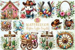 Western Easter Coquette Clipart Bundle - CraftNest - Digital Crafting and Art