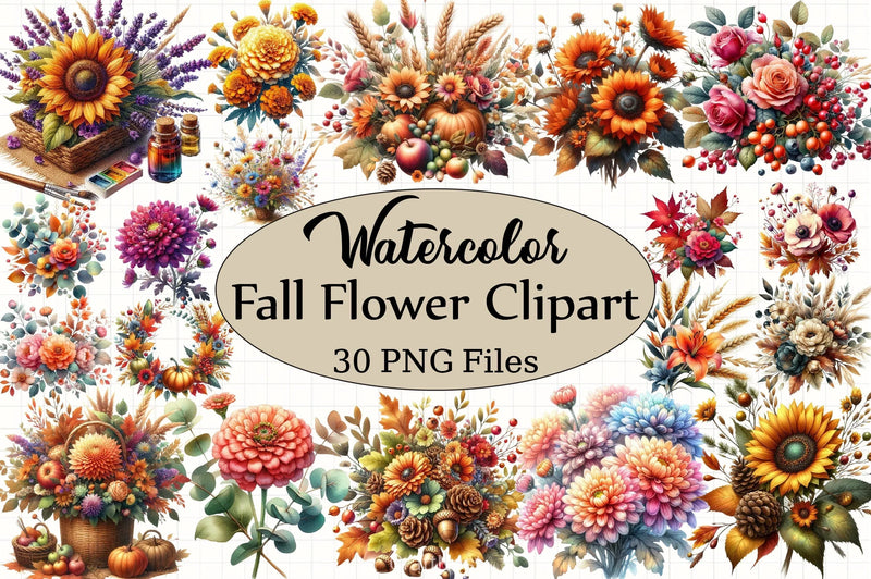 Fall Flower Clipart Bundle - CraftNest - Digital Crafting and Art