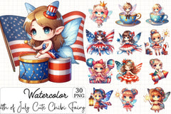 4th July Chibi Fairy Clipart Bundle - CraftNest - Digital Crafting and Art