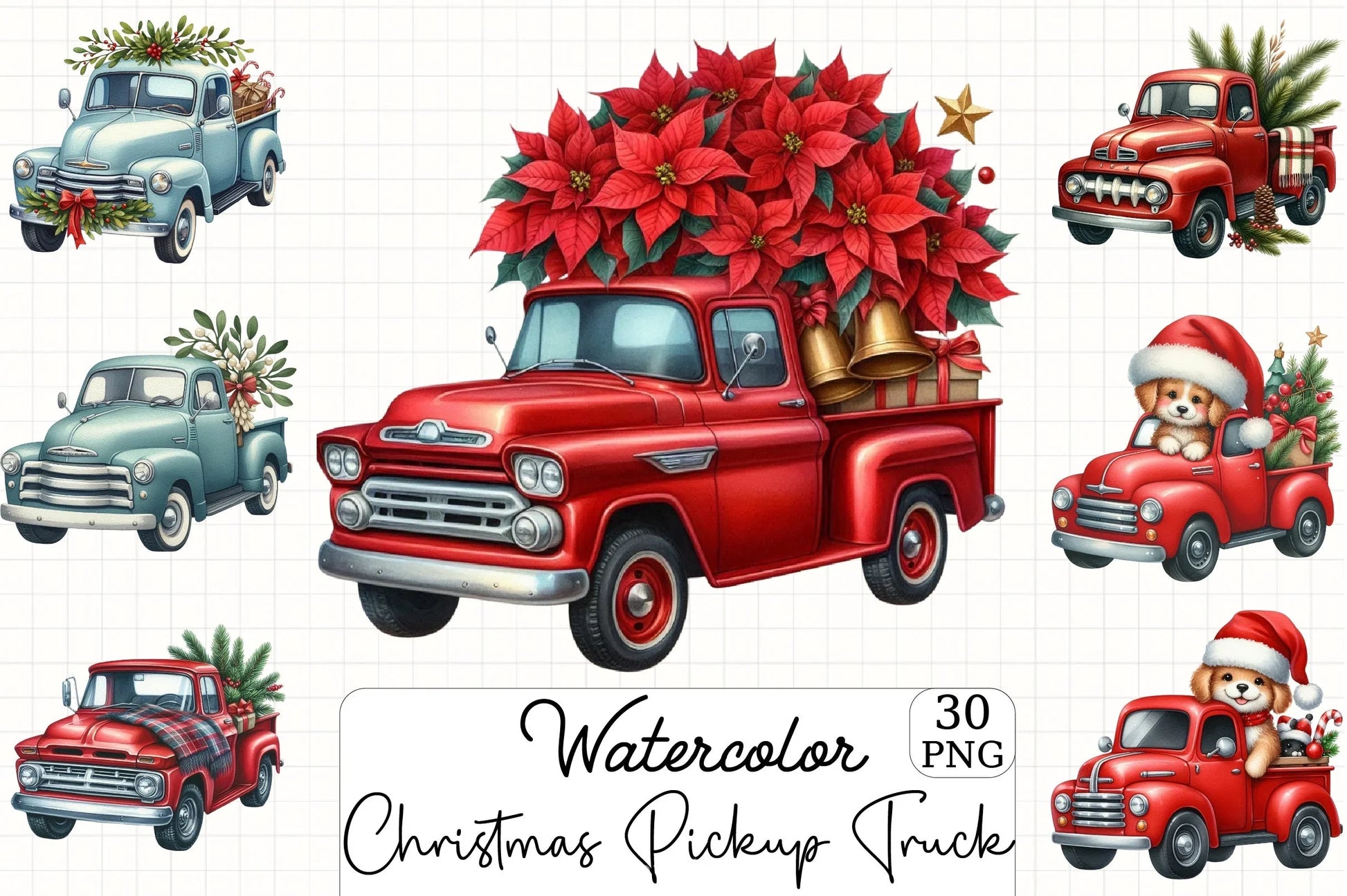 Christmas Pickup Truck Clipart Bundle - CraftNest - Digital Crafting and Art