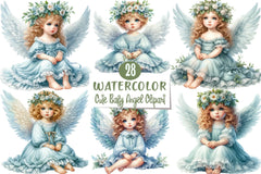 Cute Baby Angel Clipart Bundle - CraftNest - Digital Crafting and Art
