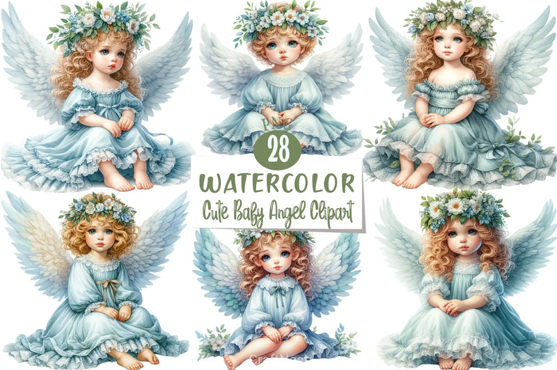 Cute Baby Angel Clipart Bundle - CraftNest - Digital Crafting and Art