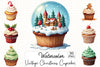 Vintage Christmas Cupcake Clipart Bundle