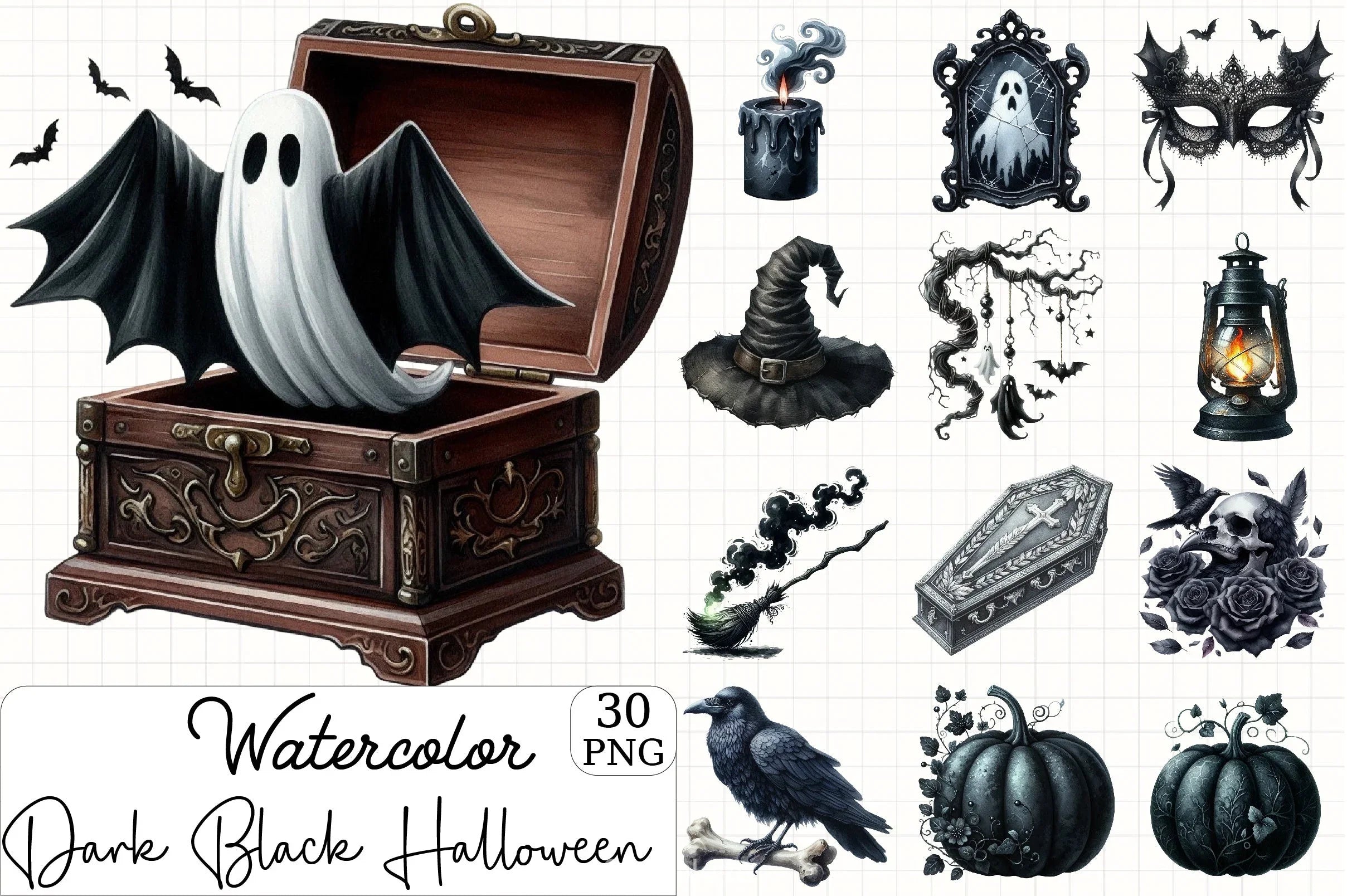 Dark Black Halloween Clipart Bundle - CraftNest - Digital Crafting and Art