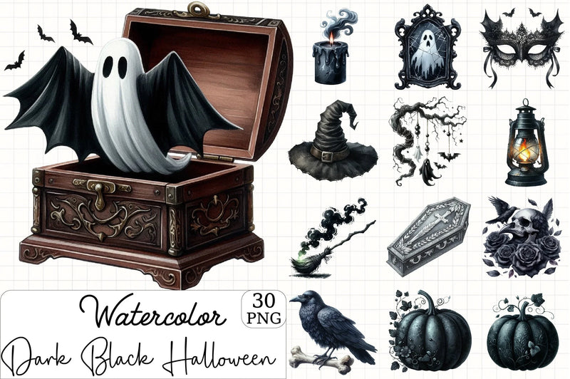 Dark Black Halloween Clipart Bundle - CraftNest - Digital Crafting and Art