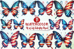 4th of July Butterflies Clipart Bundle - CraftNest - Digital Crafting and Art