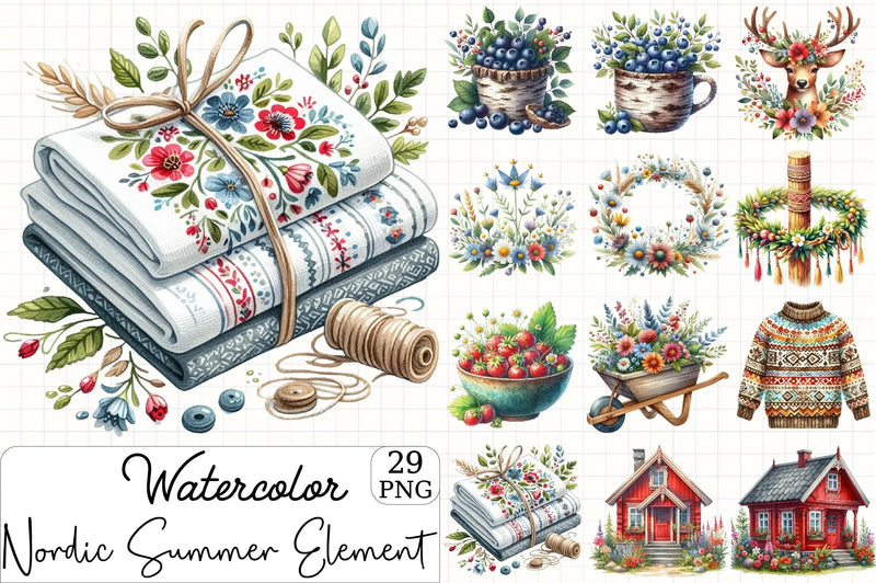 Nordic Summer Clipart Bundle 3 - CraftNest - Digital Crafting and Art