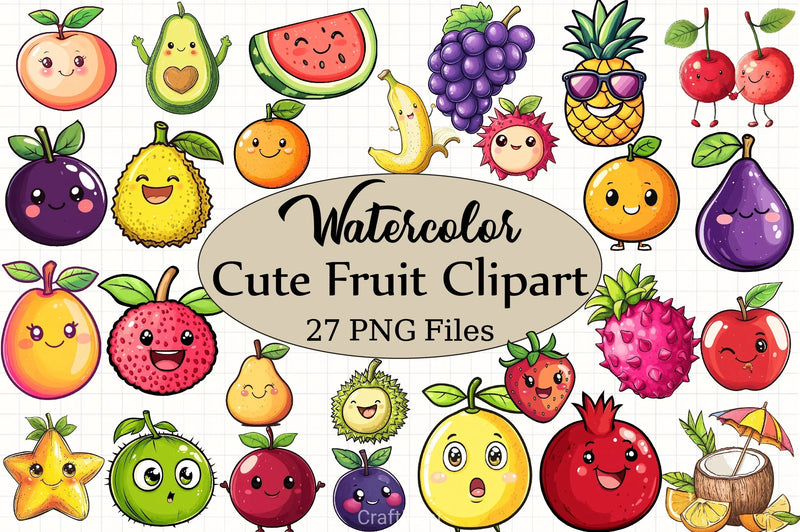 Cute Fruit Clipart Bundle - CraftNest - Digital Crafting and Art