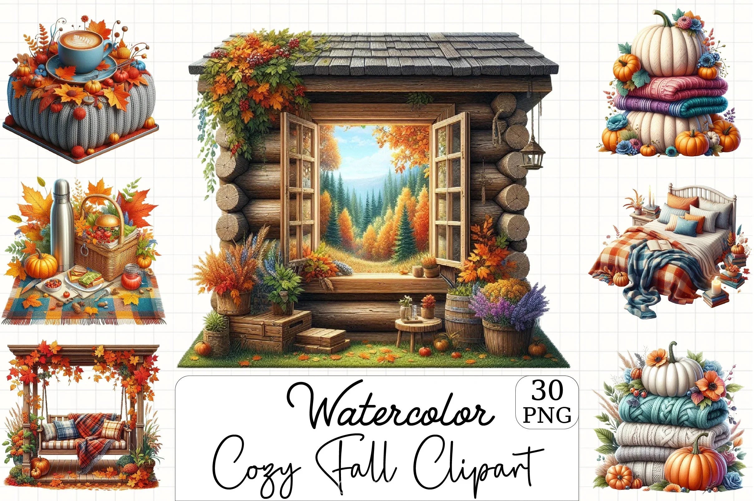 Cozy Fall Clipart Bundle - CraftNest - Digital Crafting and Art
