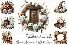 Brown Halloween & White Roses Clipart Bundle 3 - CraftNest - Digital Crafting and Art