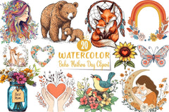 Boho Mother's Day Clipart Bundle - CraftNest - Digital Crafting and Art