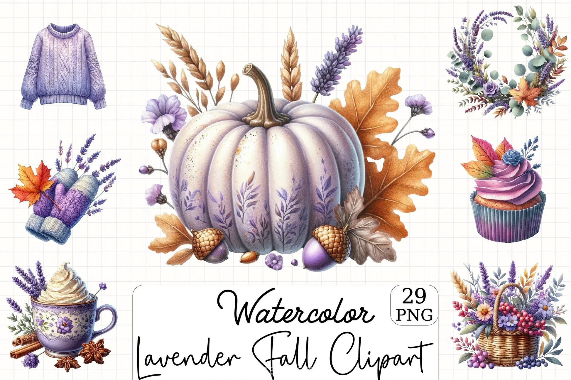 Lavender Fall Clipart Bundle 6 - CraftNest - Digital Crafting and Art