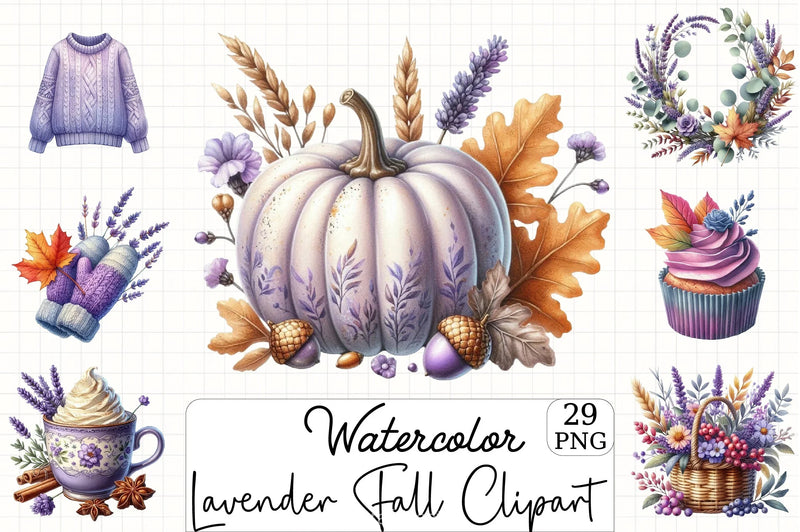 Lavender Fall Clipart Bundle 6 - CraftNest - Digital Crafting and Art