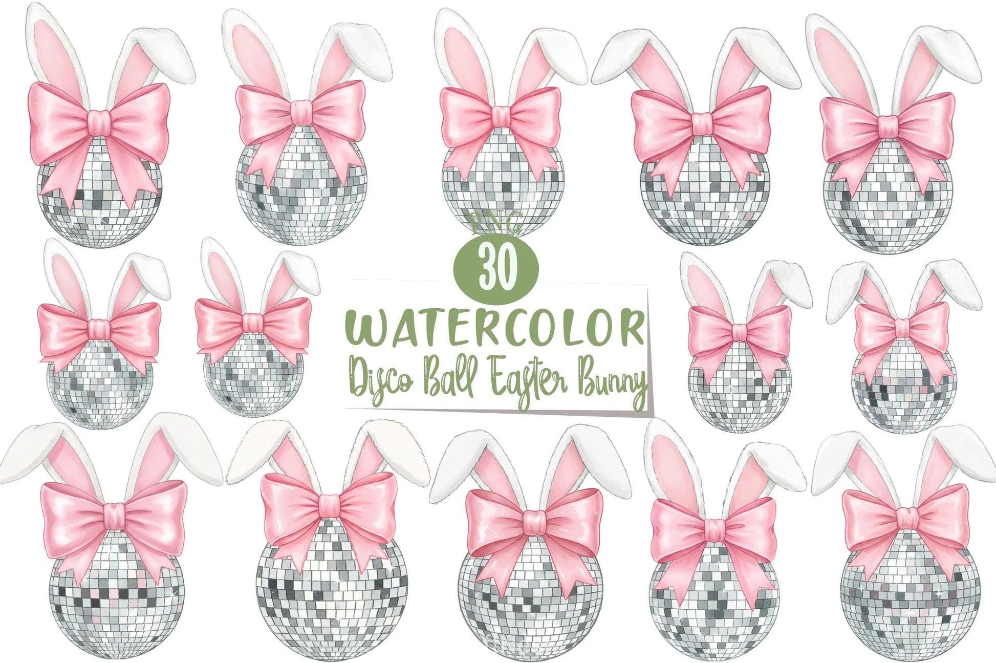 Disco Ball Bunny Easter Clipart Bundle - CraftNest - Digital Crafting and Art