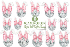 Disco Ball Bunny Easter Clipart Bundle - CraftNest - Digital Crafting and Art