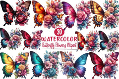 Butterfly Flowers Clipart Bundle 10 - CraftNest - Digital Crafting and Art