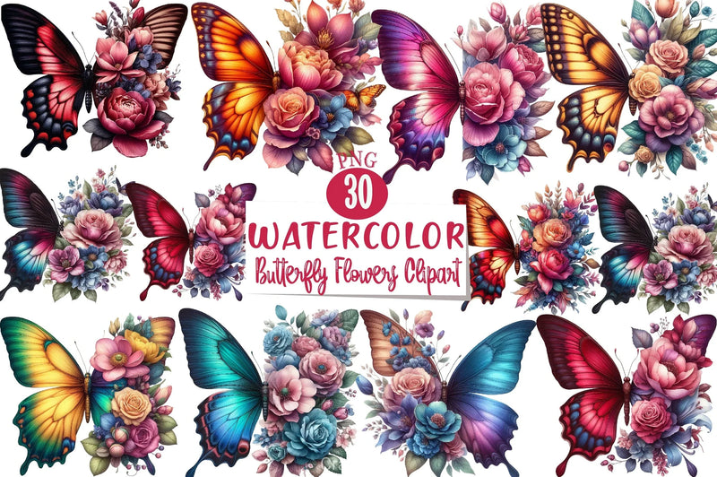 Butterfly Flowers Clipart Bundle 10 - CraftNest - Digital Crafting and Art
