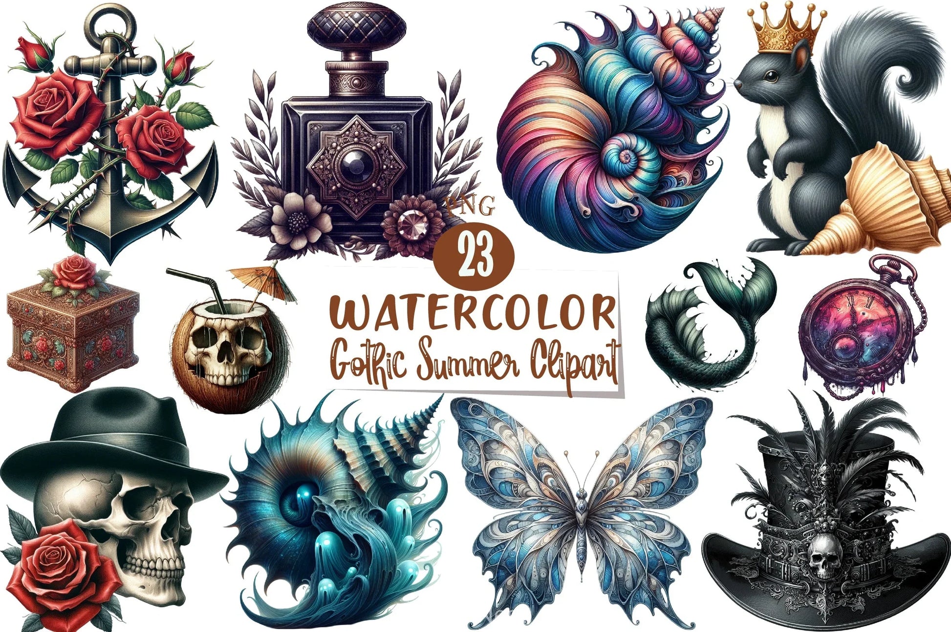 Gothic Summer Clipart Bundle 5 - CraftNest - Digital Crafting and Art