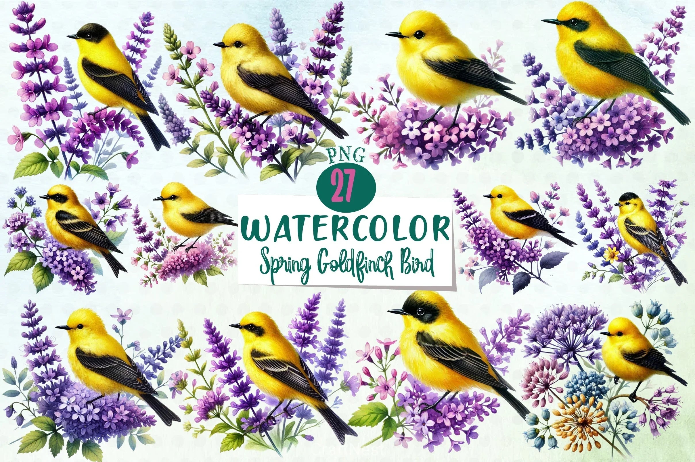 Spring Goldfinch Clipart Bundle - CraftNest - Digital Crafting and Art