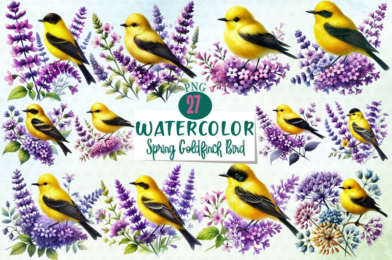 Spring Goldfinch Clipart Bundle - CraftNest - Digital Crafting and Art