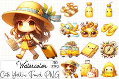 Cute Yellow Travel Clipart Bundle - CraftNest - Digital Crafting and Art