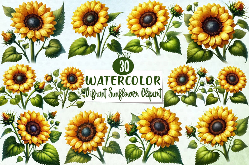 Vibrant Sunflower Clipart Bundle - CraftNest - Digital Crafting and Art