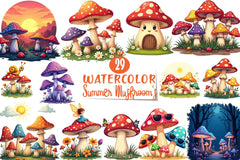 Summer Mushrooms Clipart Bundle - CraftNest - Digital Crafting and Art