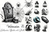 Halloween B&W Clipart Bundle