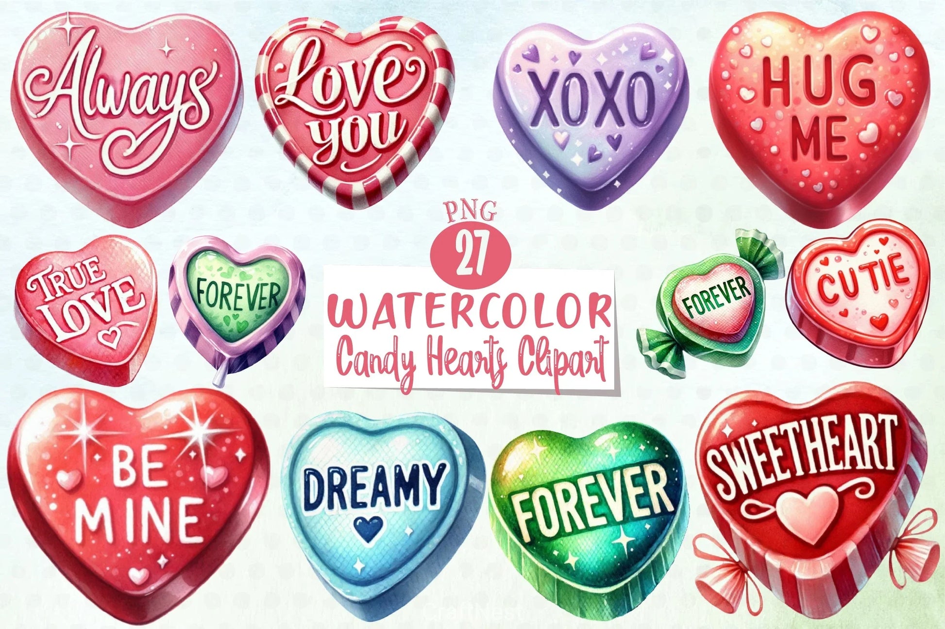 Candy Hearts Clipart Bundle - CraftNest - Digital Crafting and Art