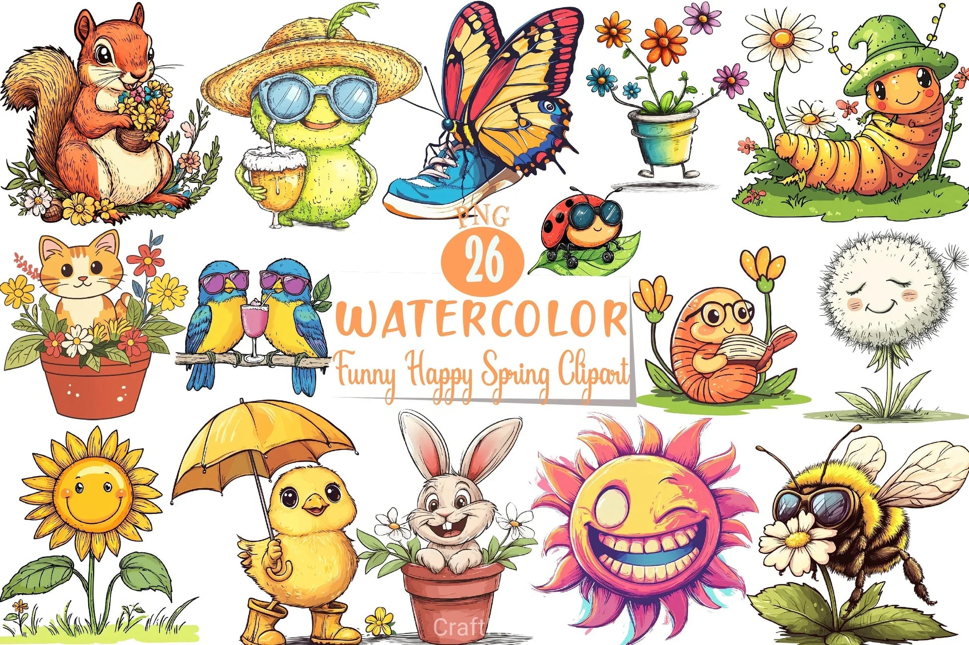 Funny Spring Clipart Bundle - CraftNest - Digital Crafting and Art