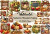 Autumn Wooden Signs Clipart Bundle