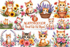 Floral Cat Clipart Bundle