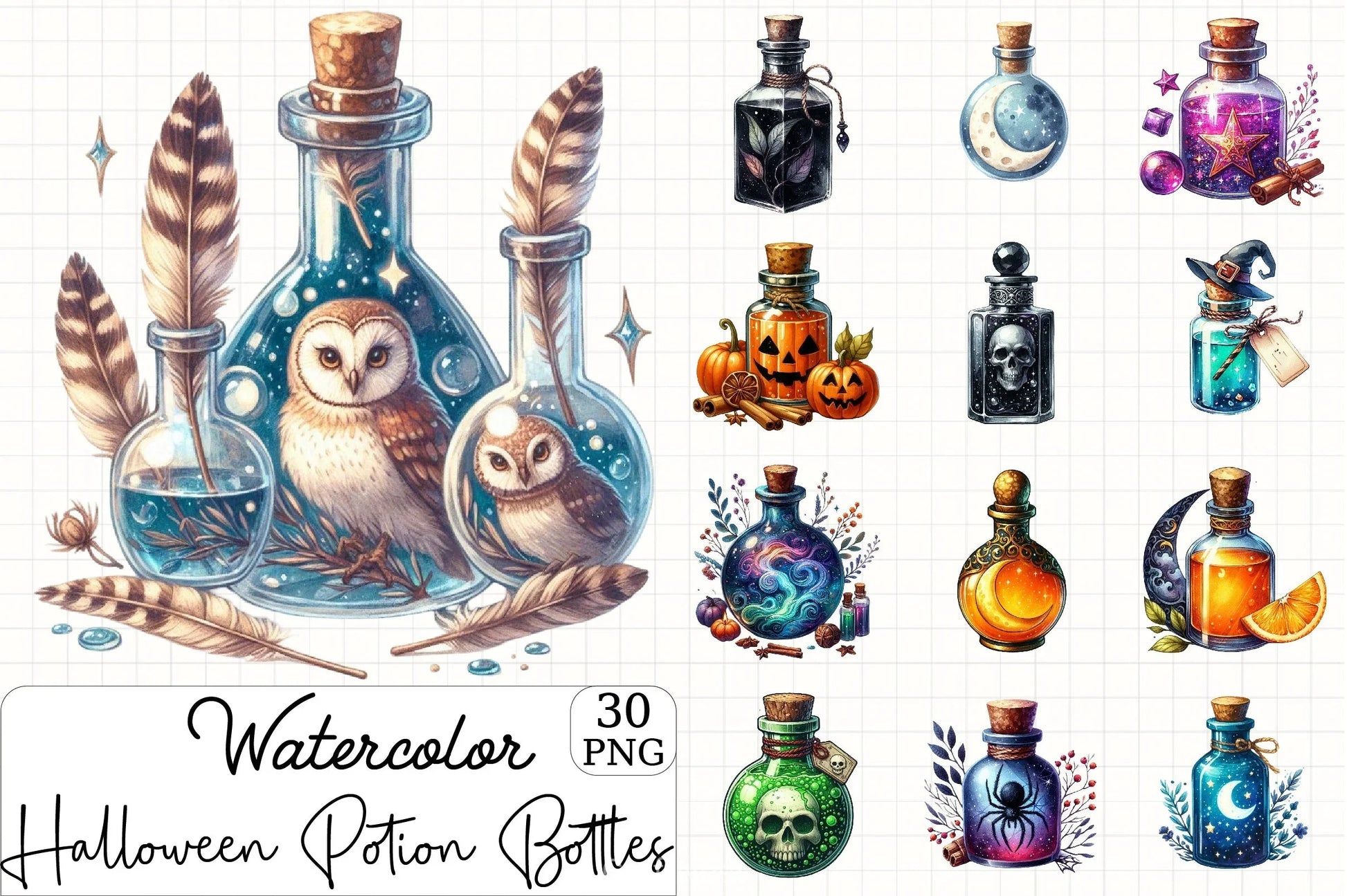 Halloween Potion Bottles Clipart Bundle - CraftNest - Digital Crafting and Art