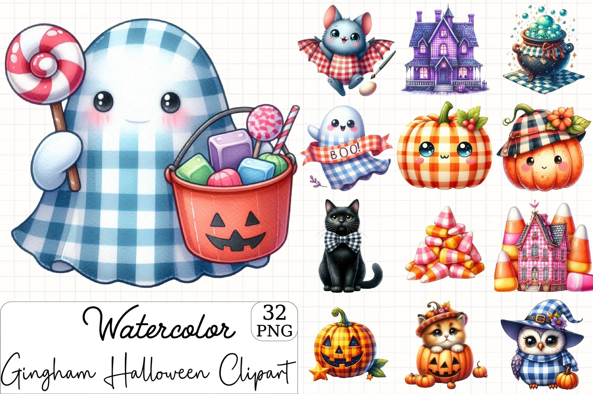 Gingham Halloween Clipart Bundle - CraftNest - Digital Crafting and Art