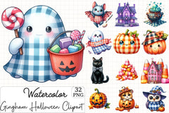 Gingham Halloween Clipart Bundle - CraftNest - Digital Crafting and Art