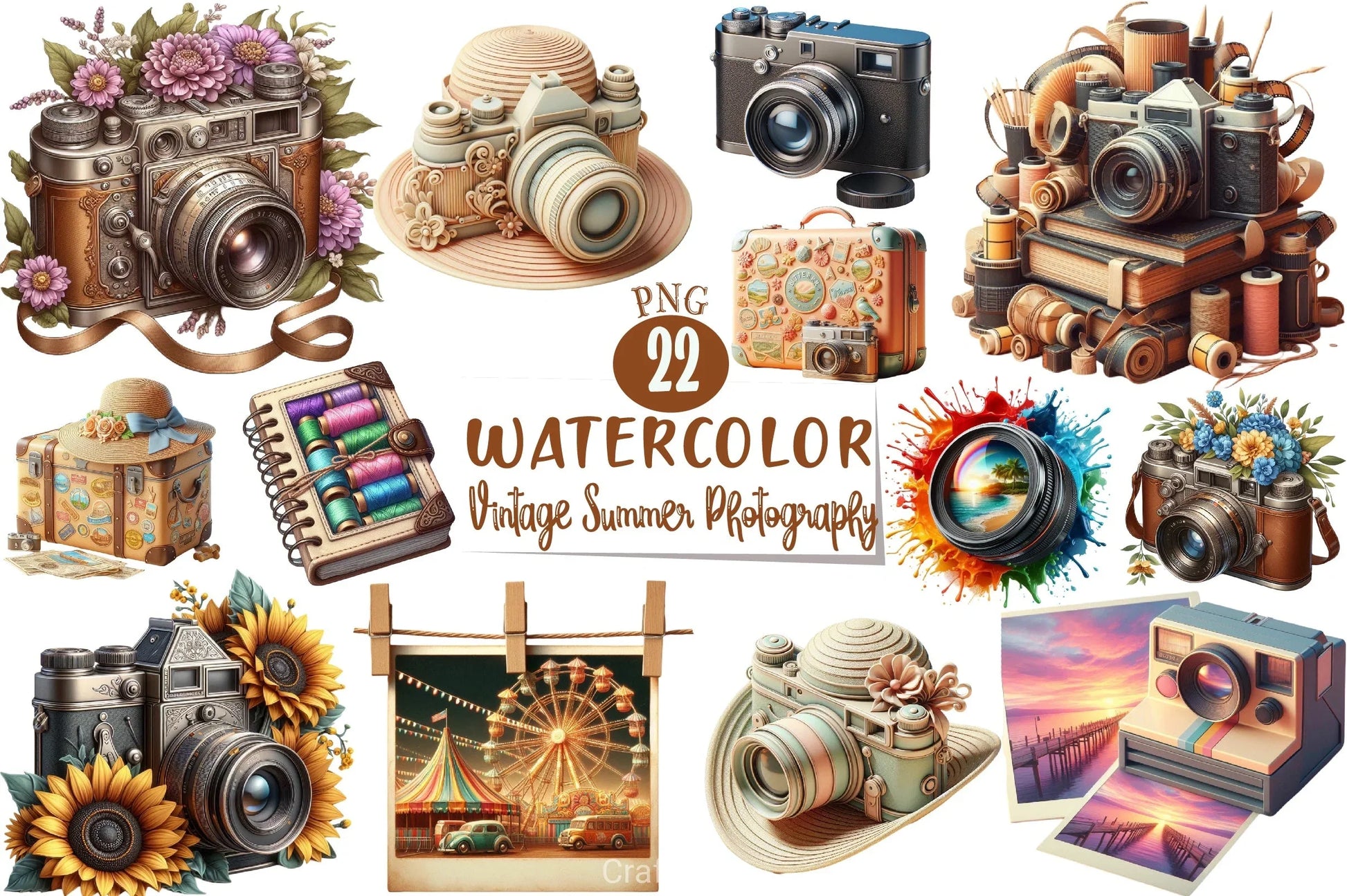 Vintage Summer Photography Clipart Bundle - CraftNest - Digital Crafting and Art