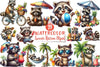 Summer Raccoon Clipart Bundle