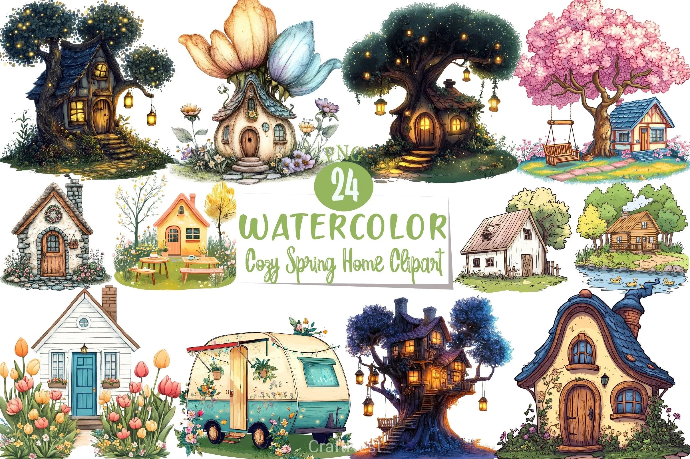 Cozy Spring Home Clipart Bundle - CraftNest - Digital Crafting and Art