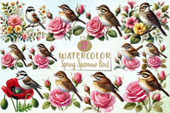 Spring Sparrow Clipart Bundle - CraftNest - Digital Crafting and Art