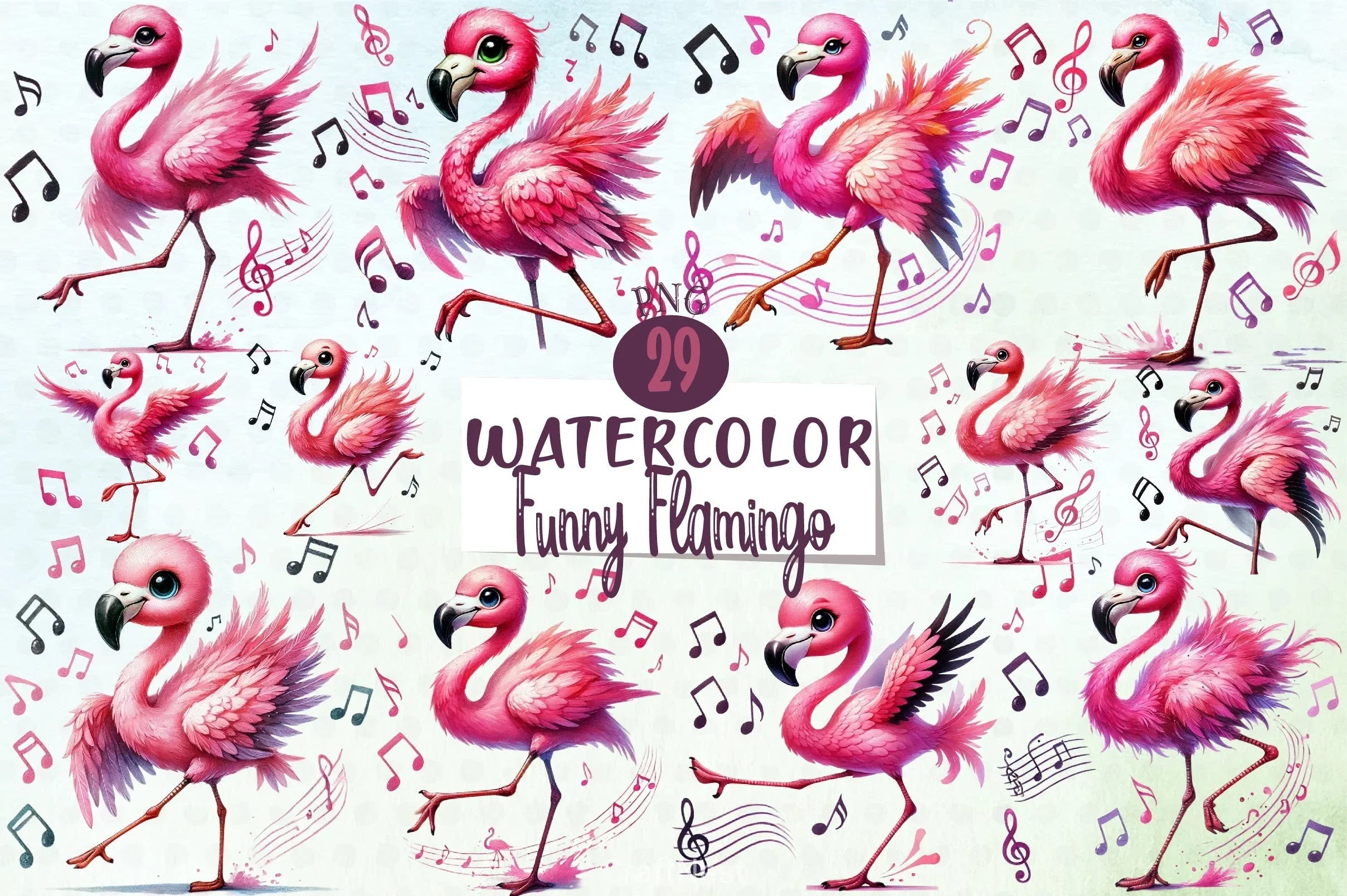 Funny Flamingo Clipart Bundle 5 - CraftNest - Digital Crafting and Art